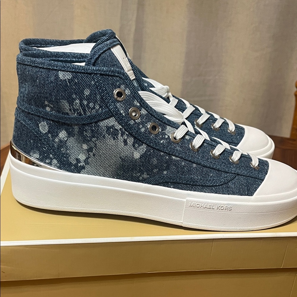 Michael Kors Denim High-Top Sneakers - Picture 4 of 7